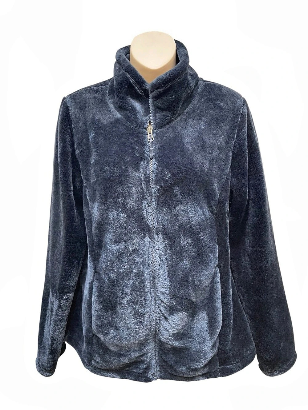 32 Degrees Heat Plush Faux Fur Jacket Blue Full Zip Women’s Medium Cozy